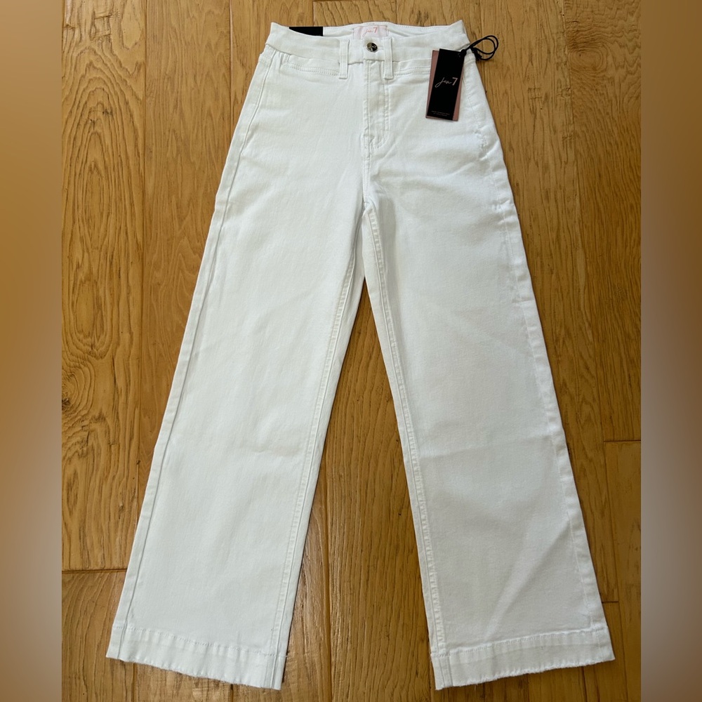 7 for all Mankind Jen7 White 00 Cropped Wide Leg Denim Jean Pant NWT